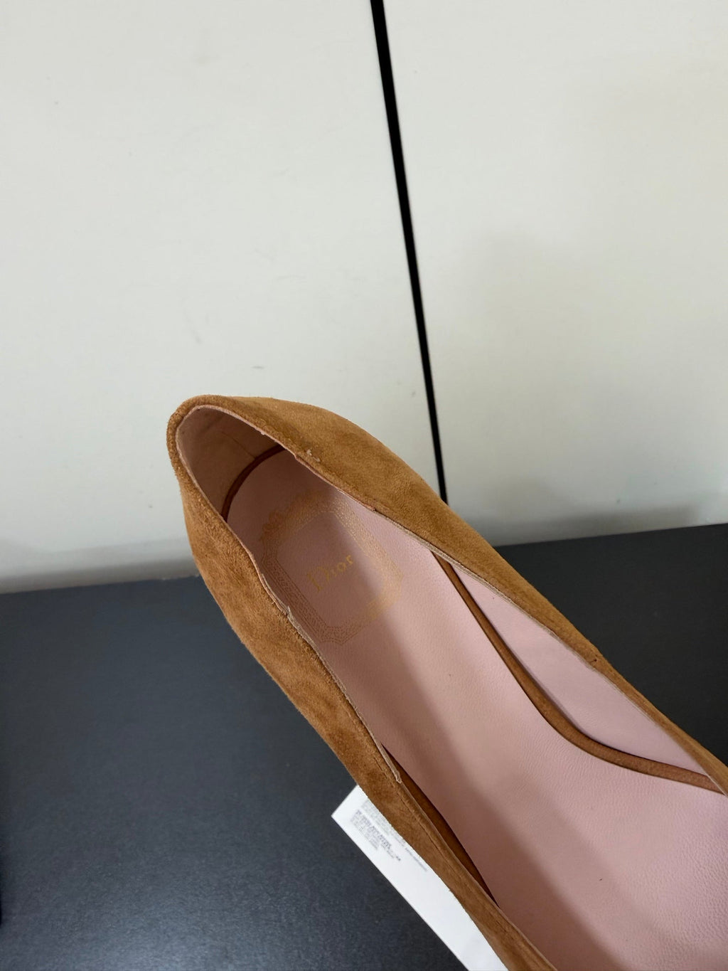 DIOR 26S POINTED-TOE HIGH HEELS 70MM IN TAN BROWN SUEDE GOLD HARDWARE
