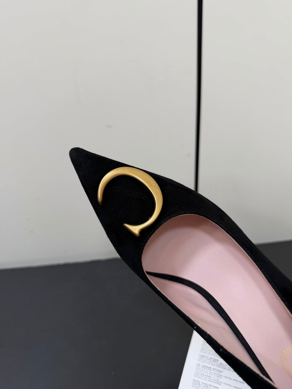 DIOR 26S POINTED-TOE HIGH HEELS 70MM IN BLACK SUEDE GOLD HARDWARE