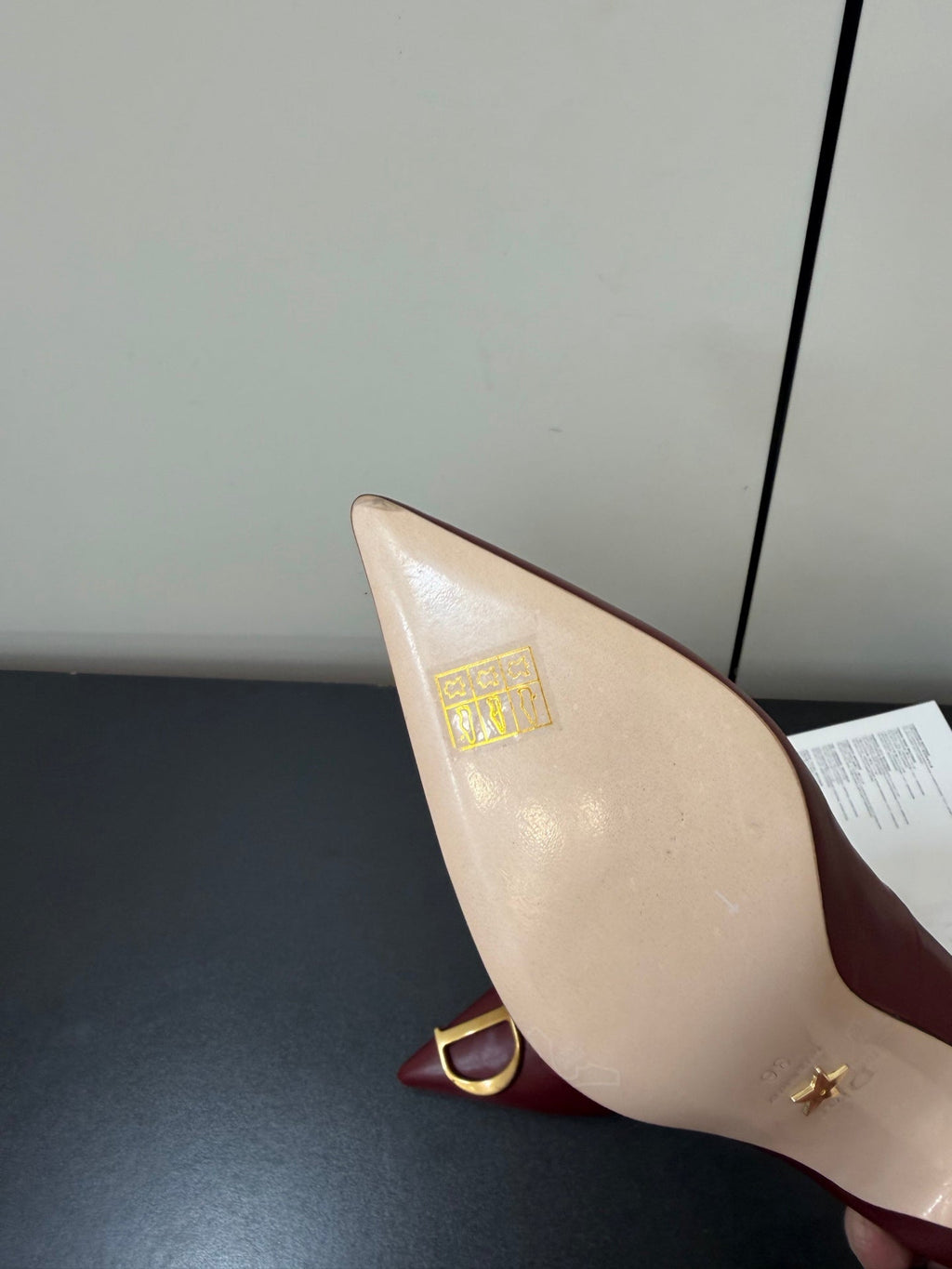 DIOR 26S POINTED-TOE HIGH HEELS 70MM IN DARK RED CALFSKIN GOLD HARDWARE