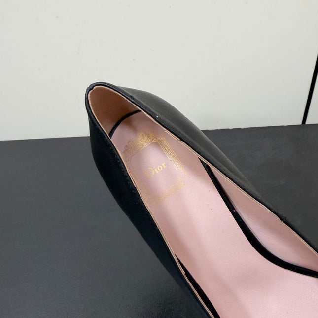 DIOR 26S POINTED-TOE HIGH HEELS 70MM IN BLACK CALFSKIN GOLD HARDWARE