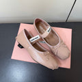 MIUMIU 26S FAIRY BALLET FLATS IN DARK NUDE CALFSKIN