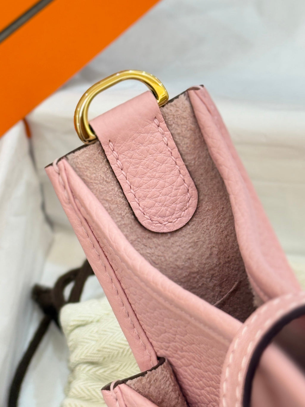 HM 26S EVELYNE BAG 23CM IN PINK GRAINED CALFSKIN