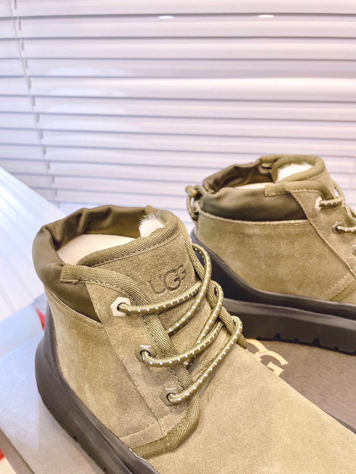 GENDER NEUMEL HIGH WEATHER HYBRID IN OLIVE GREEN SUEDE AND BLACK CALFSKIN