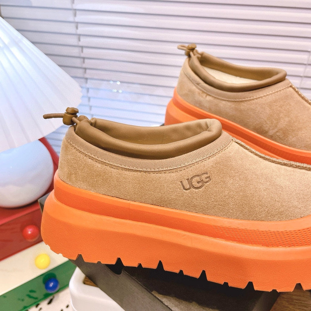 TASMAN WEATHER HYBRID IN PEANUT BROWN SUEDE AND FIRE ORANGE CALFSKIN