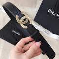 CC MEDIUM 30 MM BELT BLACK CALFSKIN GOLD HARDWARE WITH LETTER