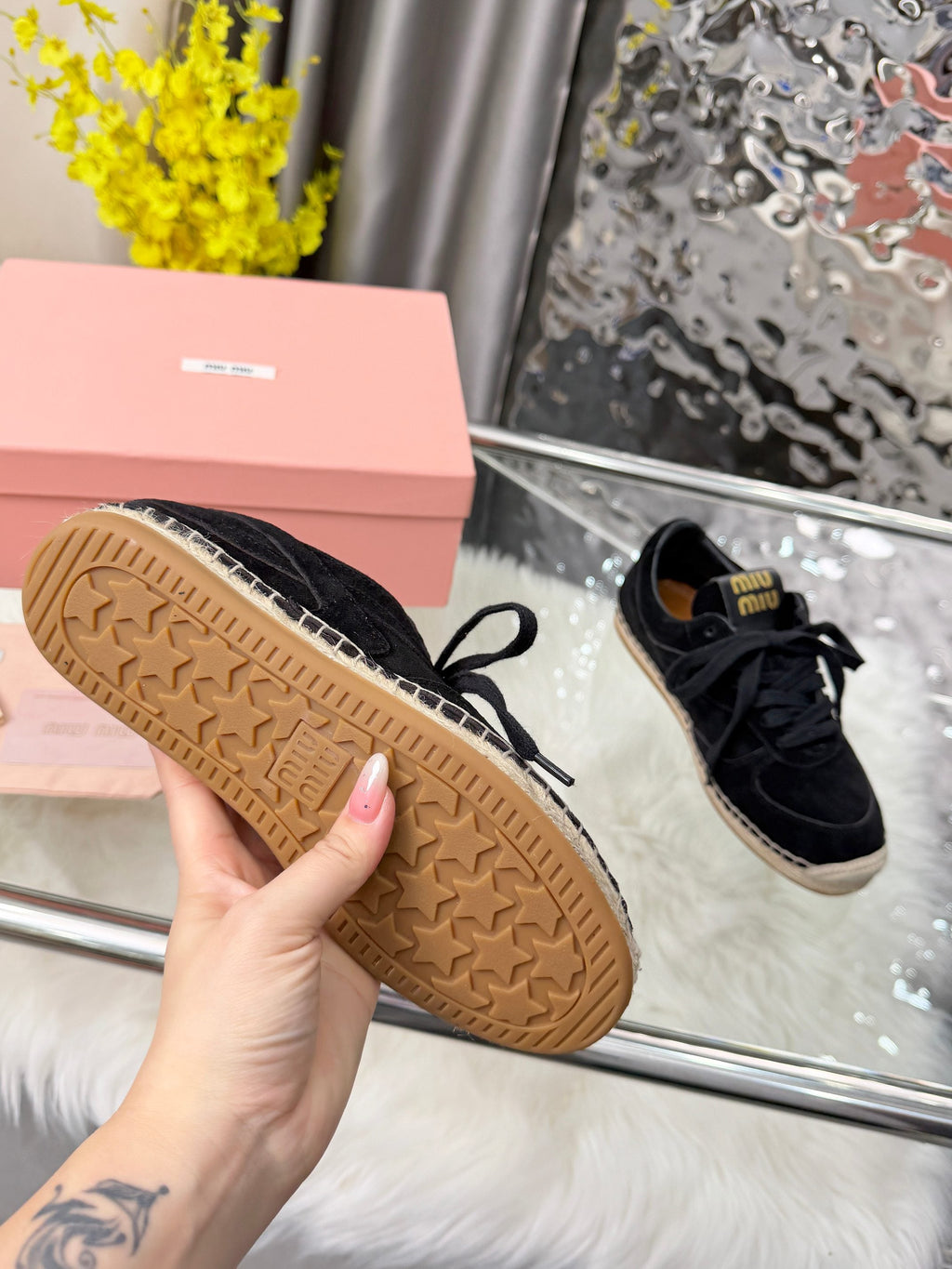 MIUMIU 26S SNEAKERS IN BLACK SUEDE