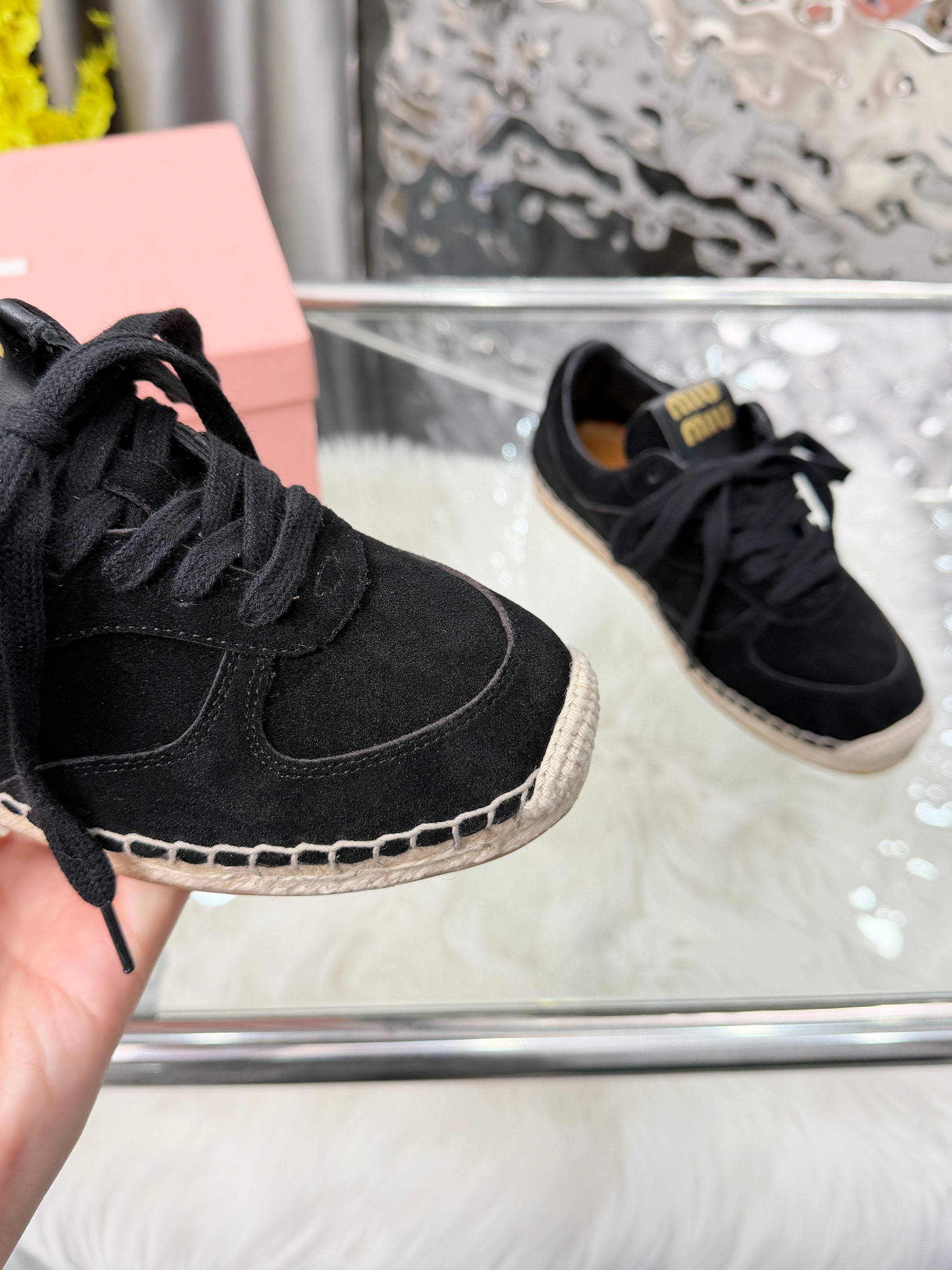 MIUMIU 26S SNEAKERS IN BLACK SUEDE
