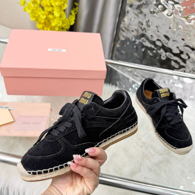MIUMIU 26S SNEAKERS IN BLACK SUEDE