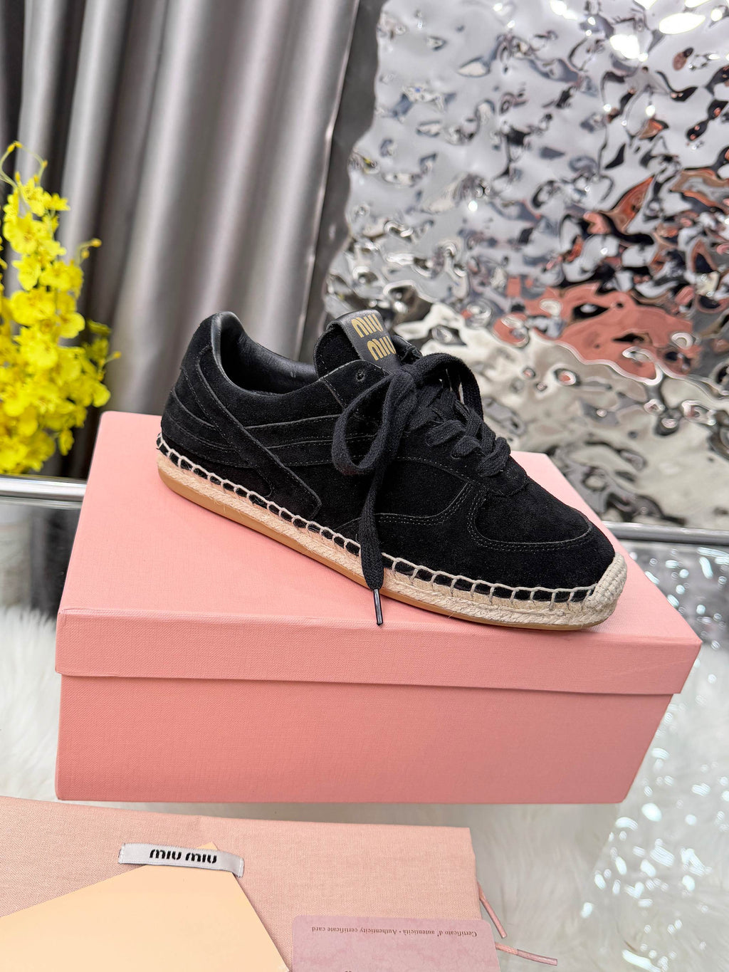 MIUMIU 26S SNEAKERS IN BLACK SUEDE