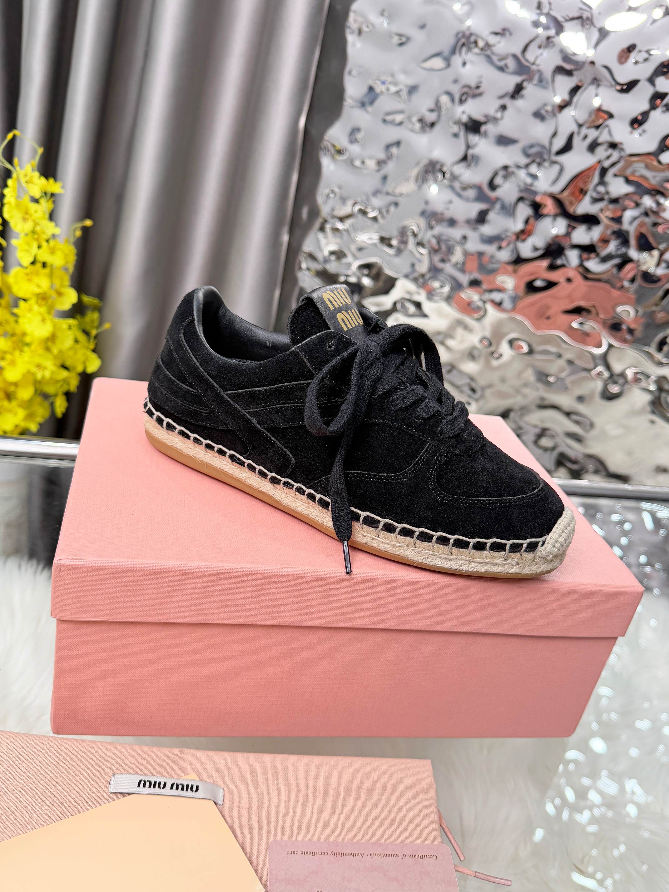 MIUMIU 26S SNEAKERS IN BLACK SUEDE