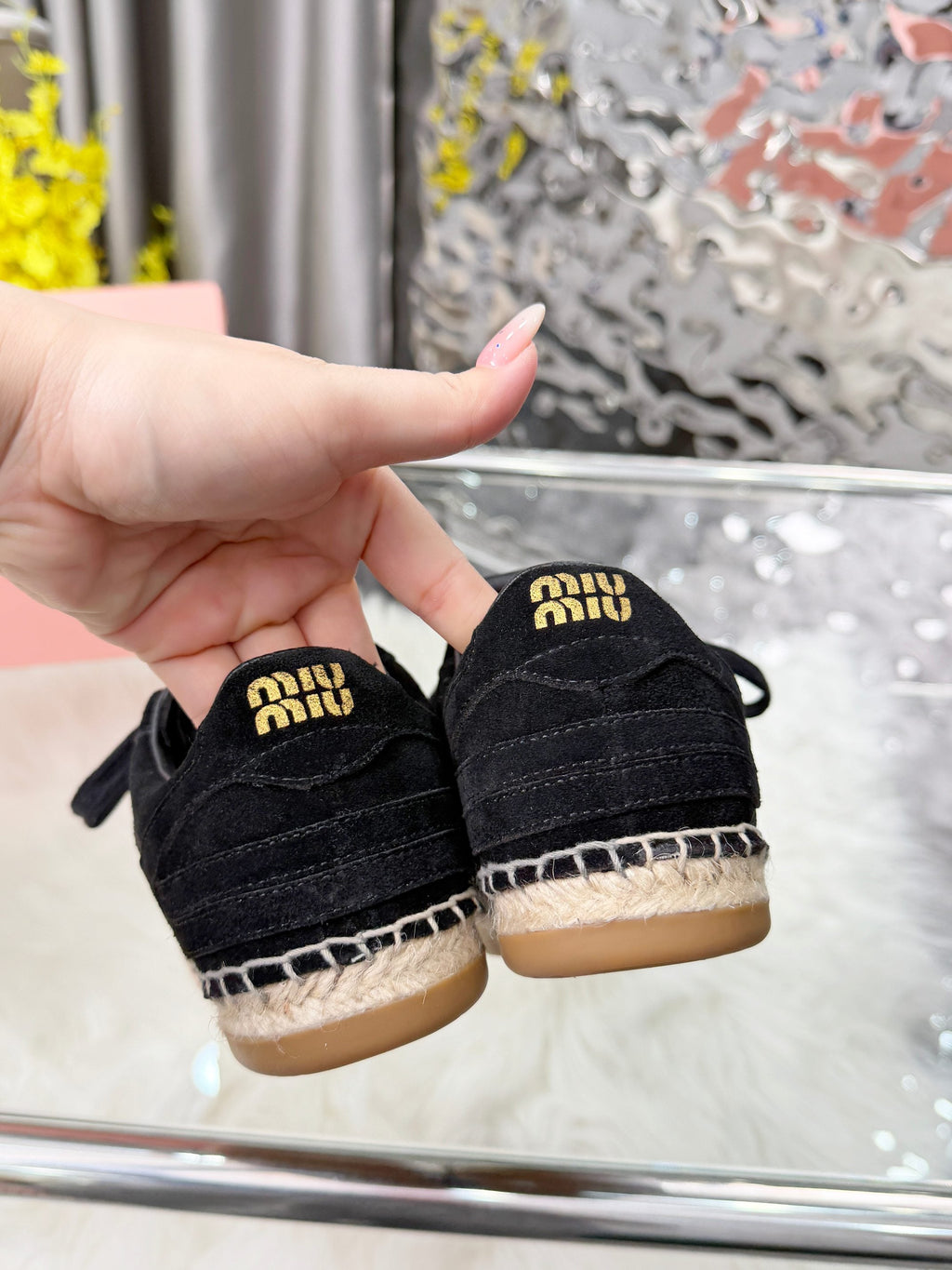 MIUMIU 26S SNEAKERS IN BLACK SUEDE
