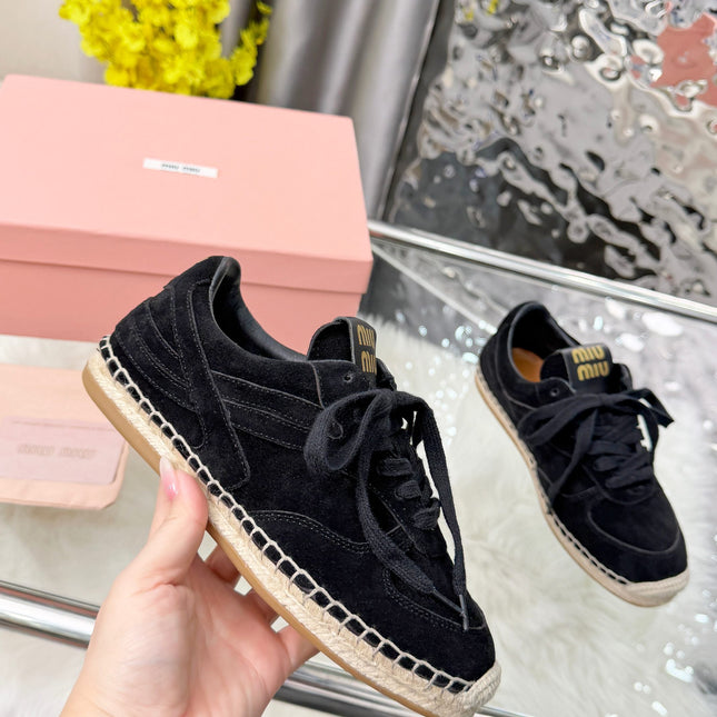 MIUMIU 26S SNEAKERS IN BLACK SUEDE