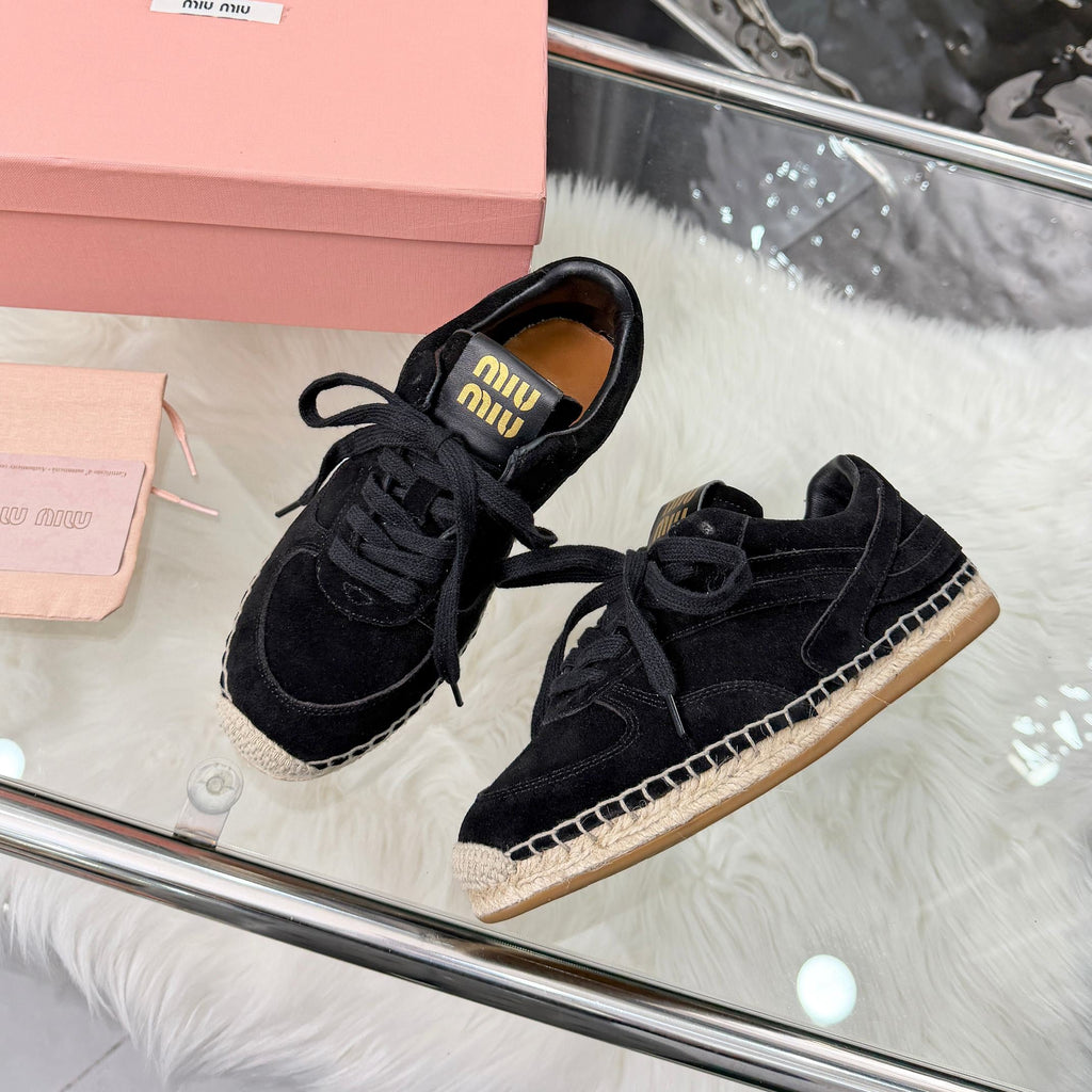 MIUMIU 26S SNEAKERS IN BLACK SUEDE