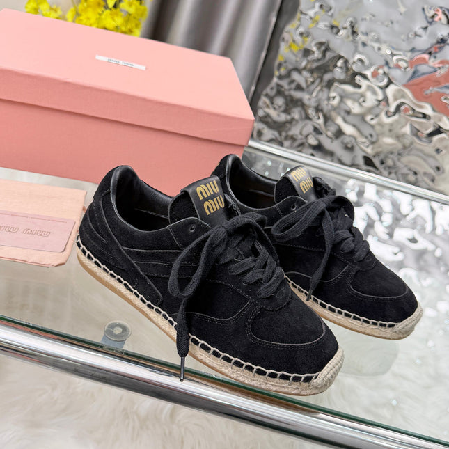 MIUMIU 26S SNEAKERS IN BLACK SUEDE