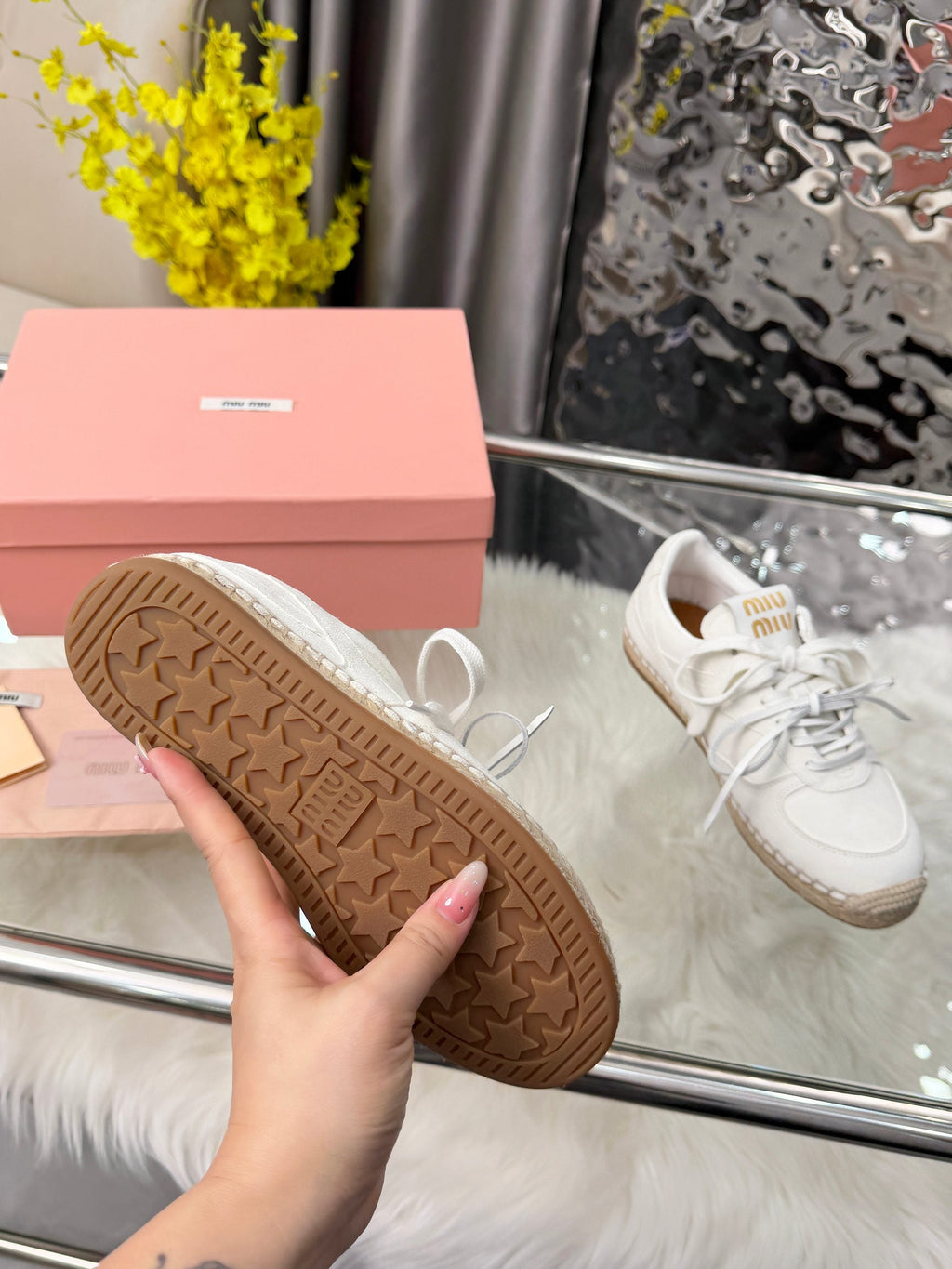 MIUMIU 26S SNEAKERS IN WHITE SUEDE
