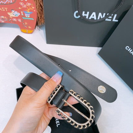 CHANEL 26S BELT 30 MM IN BLACK CALFSKIN 632138