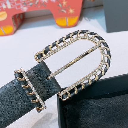 CHANEL 26S BELT 30 MM IN BLACK CALFSKIN 632138