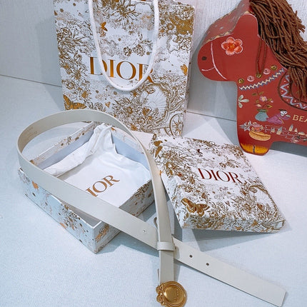 DIOR 26S BELT 25 MM IN CREAM WHITE CALFSKIN 641878