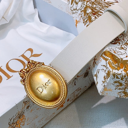 DIOR 26S BELT 25 MM IN CREAM WHITE CALFSKIN 641878
