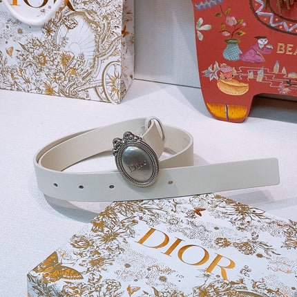 DIOR 26S BELT 25 MM IN CREAM WHITE CALFSKIN 641879