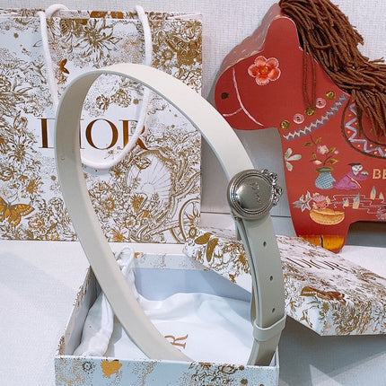 DIOR 26S BELT 25 MM IN CREAM WHITE CALFSKIN 641879