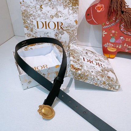 DIOR 26S BELT 25 MM IN BLACK CALFSKIN 641881