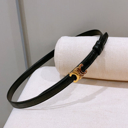 CELINE 26S BELT 18 MM IN BLACK CALFSKIN 656085