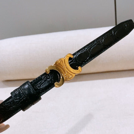 CELINE 26S BELT 18 MM IN BLACK CALFSKIN 656085