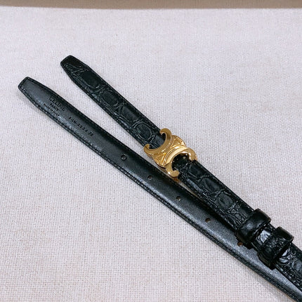 CELINE 26S BELT 18 MM IN BLACK CALFSKIN 656085