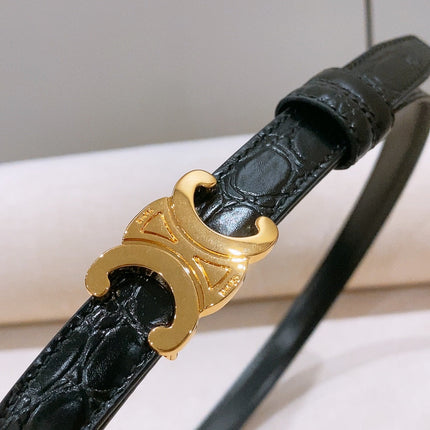 CELINE 26S BELT 18 MM IN BLACK CALFSKIN 656085