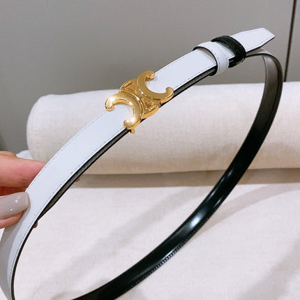 CELINE 26S REVERSIBLE BELT 18 MM IN WHITE AND BLACK CALFSKIN 656086