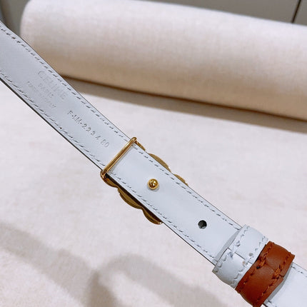 CELINE 26S REVERSIBLE BELT 18 MM IN WHITE AND BROWN CALFSKIN 656088