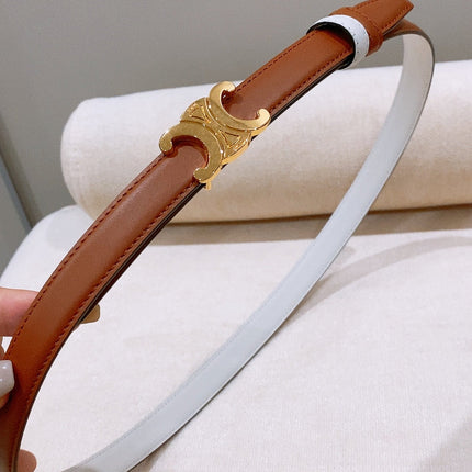 CELINE 26S REVERSIBLE BELT 18 MM IN WHITE AND BROWN CALFSKIN 656088