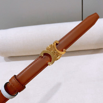 CELINE 26S REVERSIBLE BELT 18 MM IN WHITE AND BROWN CALFSKIN 656088