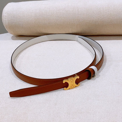 CELINE 26S REVERSIBLE BELT 18 MM IN WHITE AND BROWN CALFSKIN 656088