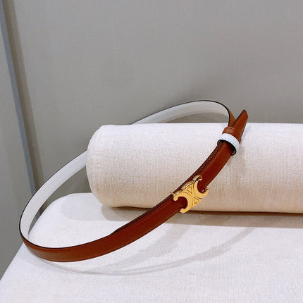 CELINE 26S REVERSIBLE BELT 18 MM IN WHITE AND BROWN CALFSKIN 656088