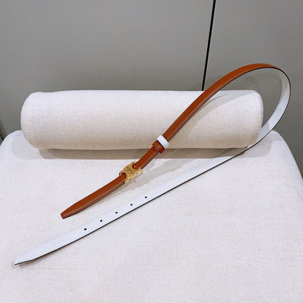 CELINE 26S REVERSIBLE BELT 18 MM IN WHITE AND BROWN CALFSKIN 656088