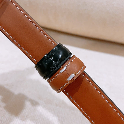 CELINE 26S REVERSIBLE BELT 18 MM IN BLACK AND BROWN CALFSKIN 656089