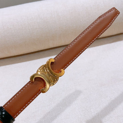 CELINE 26S REVERSIBLE BELT 18 MM IN BLACK AND BROWN CALFSKIN 656089
