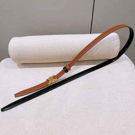 CELINE 26S REVERSIBLE BELT 18 MM IN BLACK AND BROWN CALFSKIN 656089