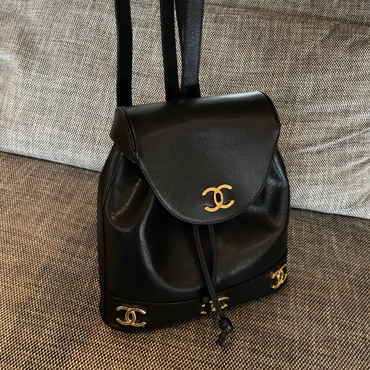 CHANEL 26S BACKPACK 34 IN BLACK GRAINED CALFSKIN GOLD HARDWARE