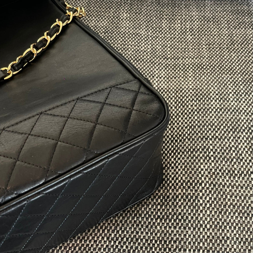 CHANEL 26S TOP HANDLE SHOPPING BAG 34 IN BLACK LAMBSKIN GOLD HARDWARE