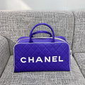 CHANEL 26S BOWLING BAG LARGE 46 IN BLUE PURPLE AND WHITE CALFSKIN GOLD HARDWARE