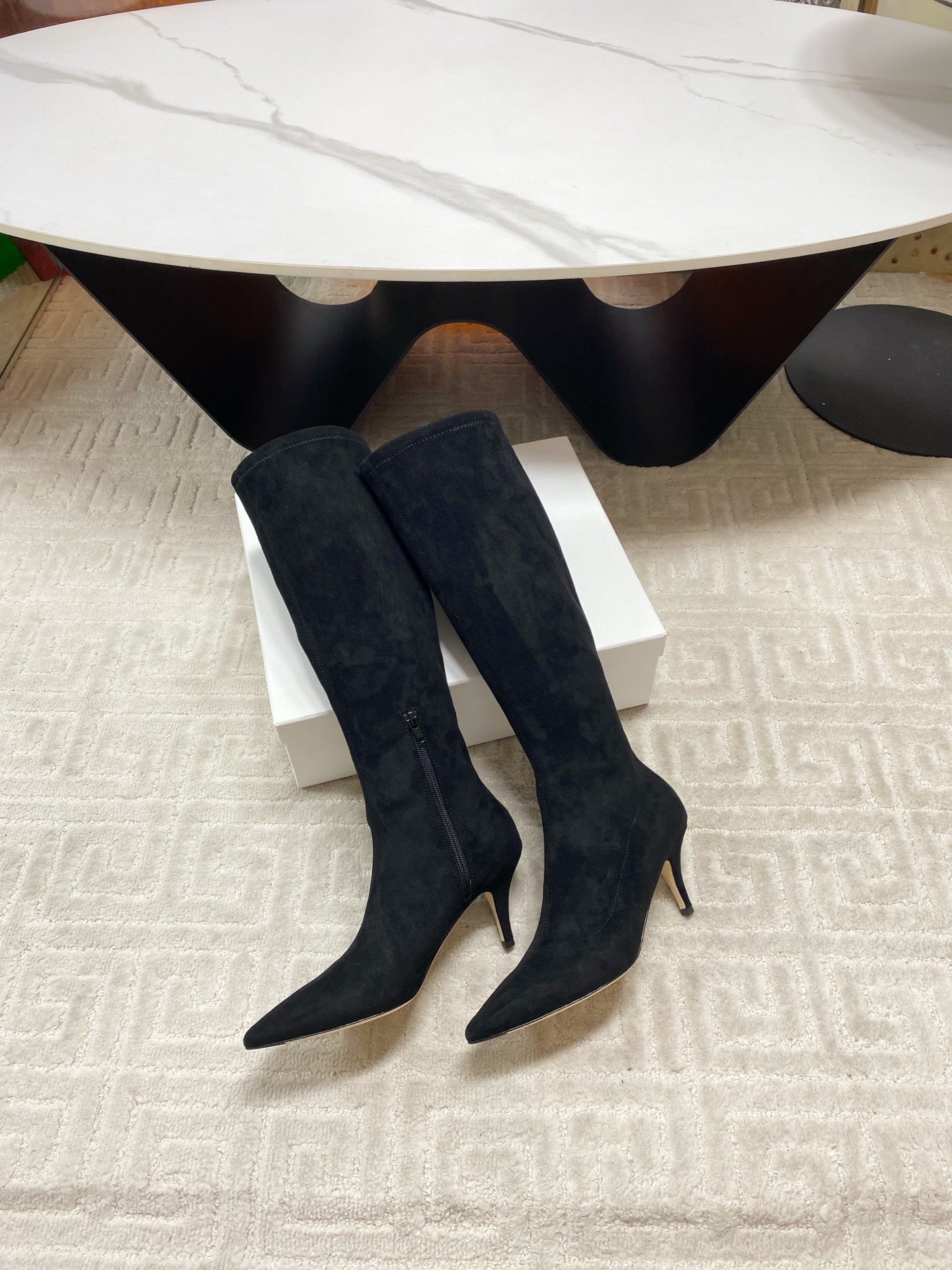 THE ROW HIGH BOOTS 85MM IN BLACK SUEDE