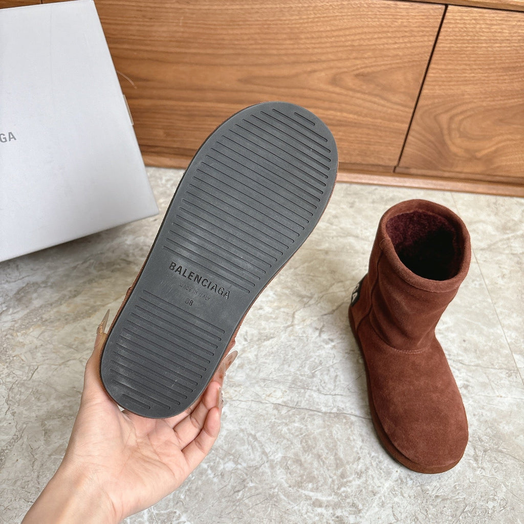 BALENCIAGA 25S ALASKA ANKLE BOOTS IN DEEP CHESTNUT BROWN SUEDE