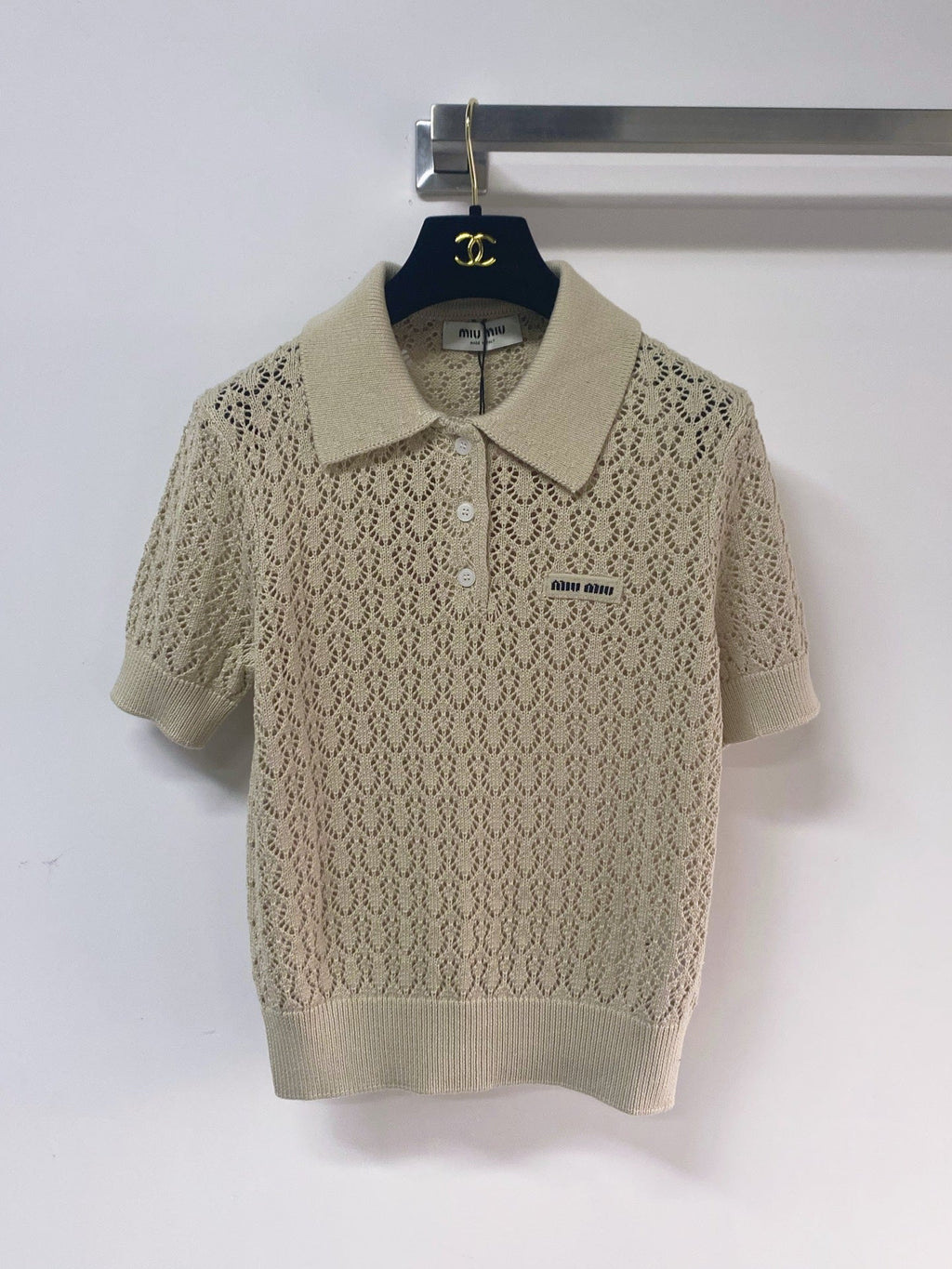 MIUMIU 26S SHORT-SLEEVED KNIT POLO SHIRT STYLE 1137