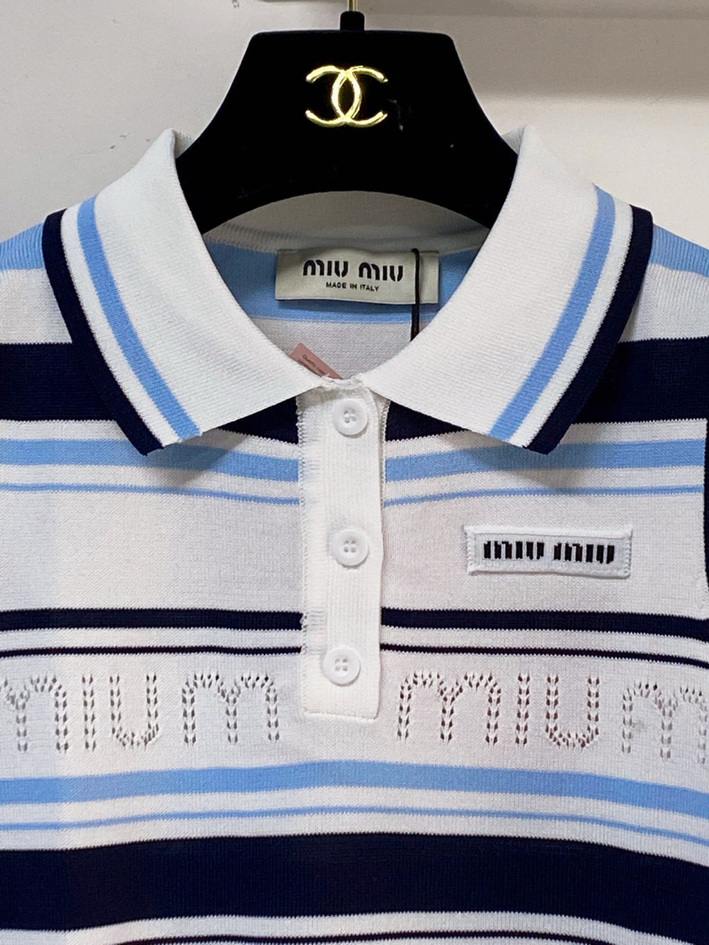 MIUMIU 26S SLEEVELESS KNIT POLO TOP STYLE 1125
