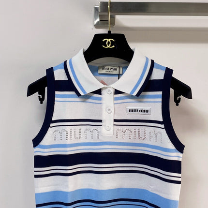 MIUMIU 26S SLEEVELESS KNIT POLO TOP STYLE 1125
