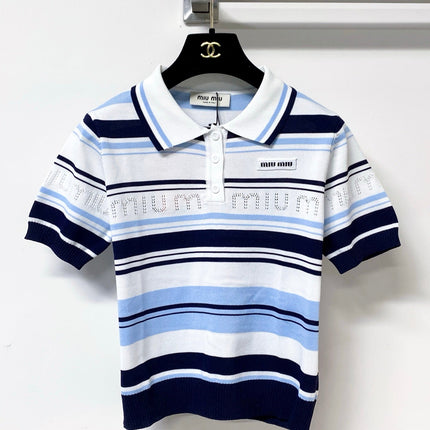 MIUMIU 26S SHORT-SLEEVED KNIT POLO SHIRT STYLE 1122