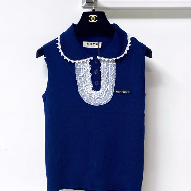 MIUMIU 26S SLEEVELESS POLO TOP STYLE 1051